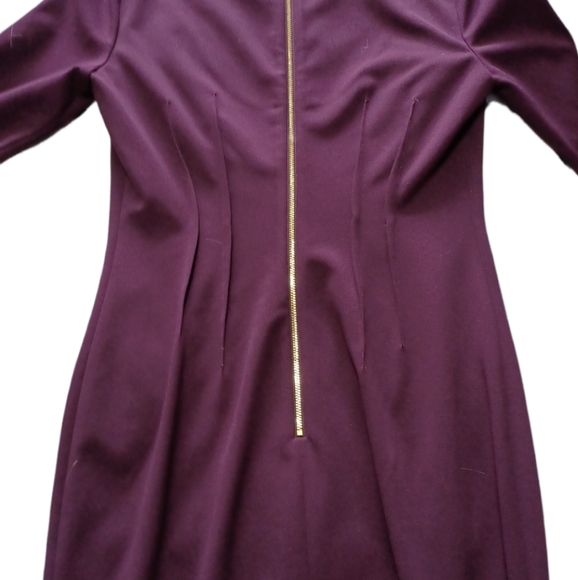 Calvin Klein Womens Three Quarter Sleeve Sheath with High V Neck Dress - Picture 2 of 4